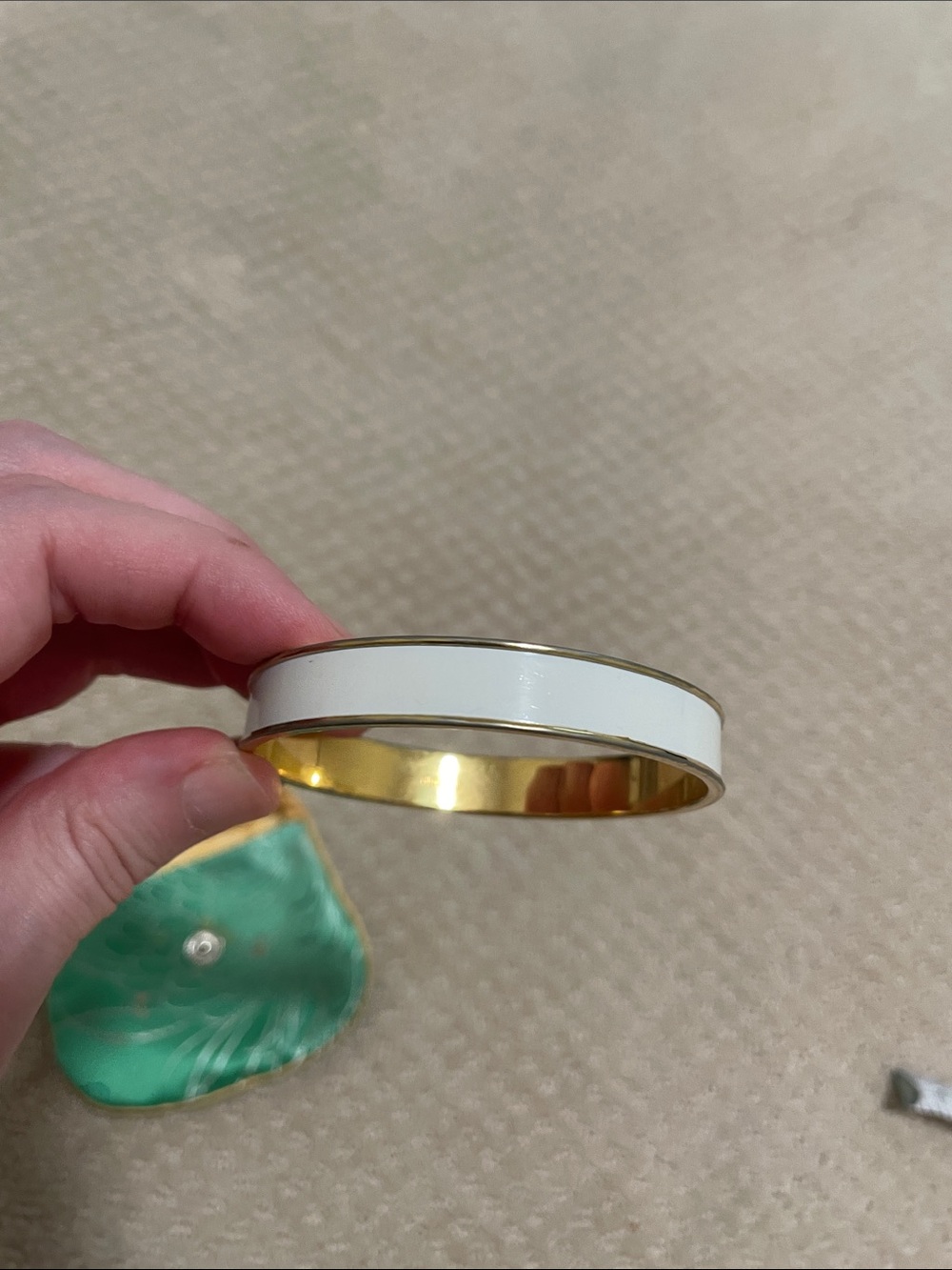 Monet enamel white gold bangle vintage
